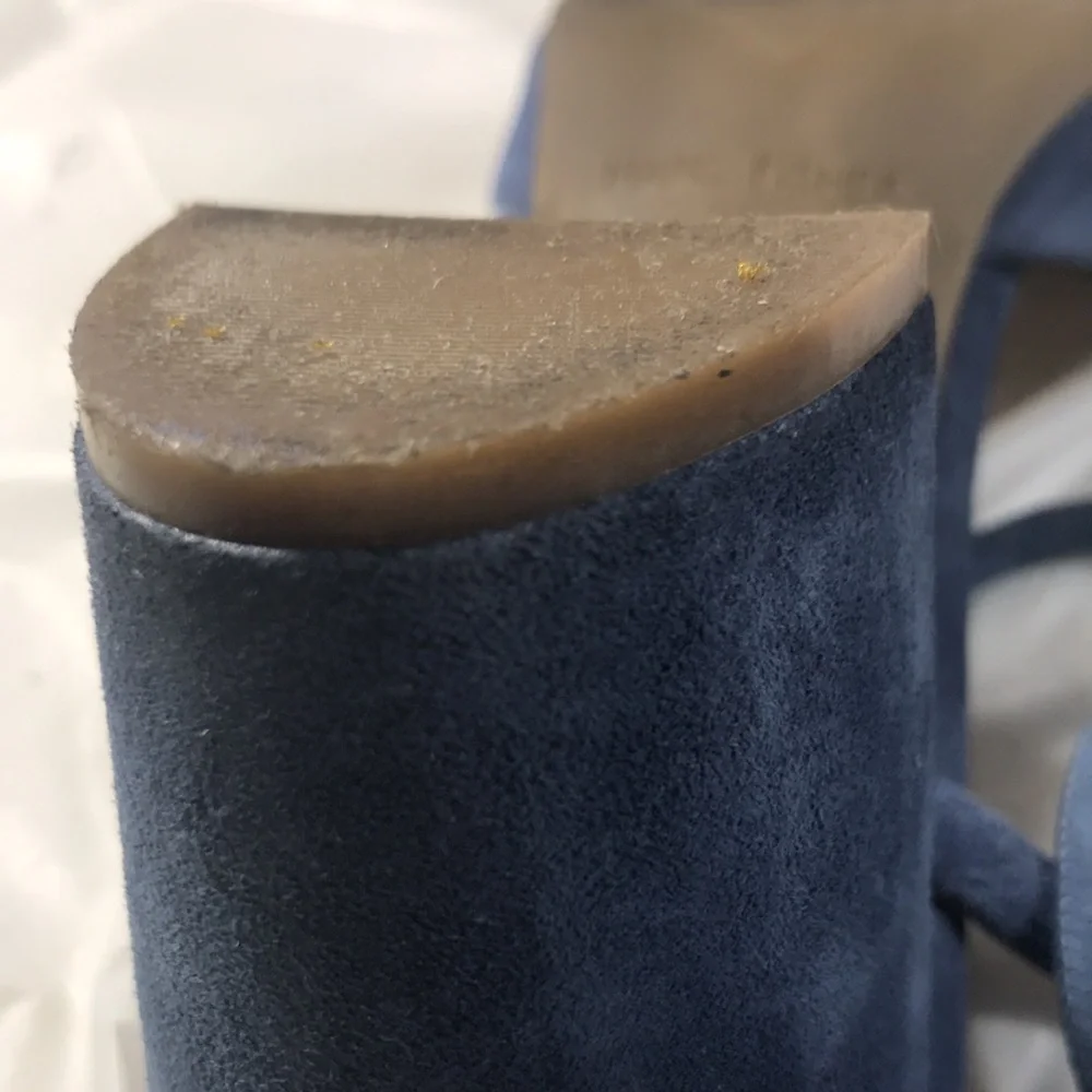 Marc Fisher LTD. Women’sMarlon Blue Suede Strappy  Pointy Toe Chunky Heels Shoes